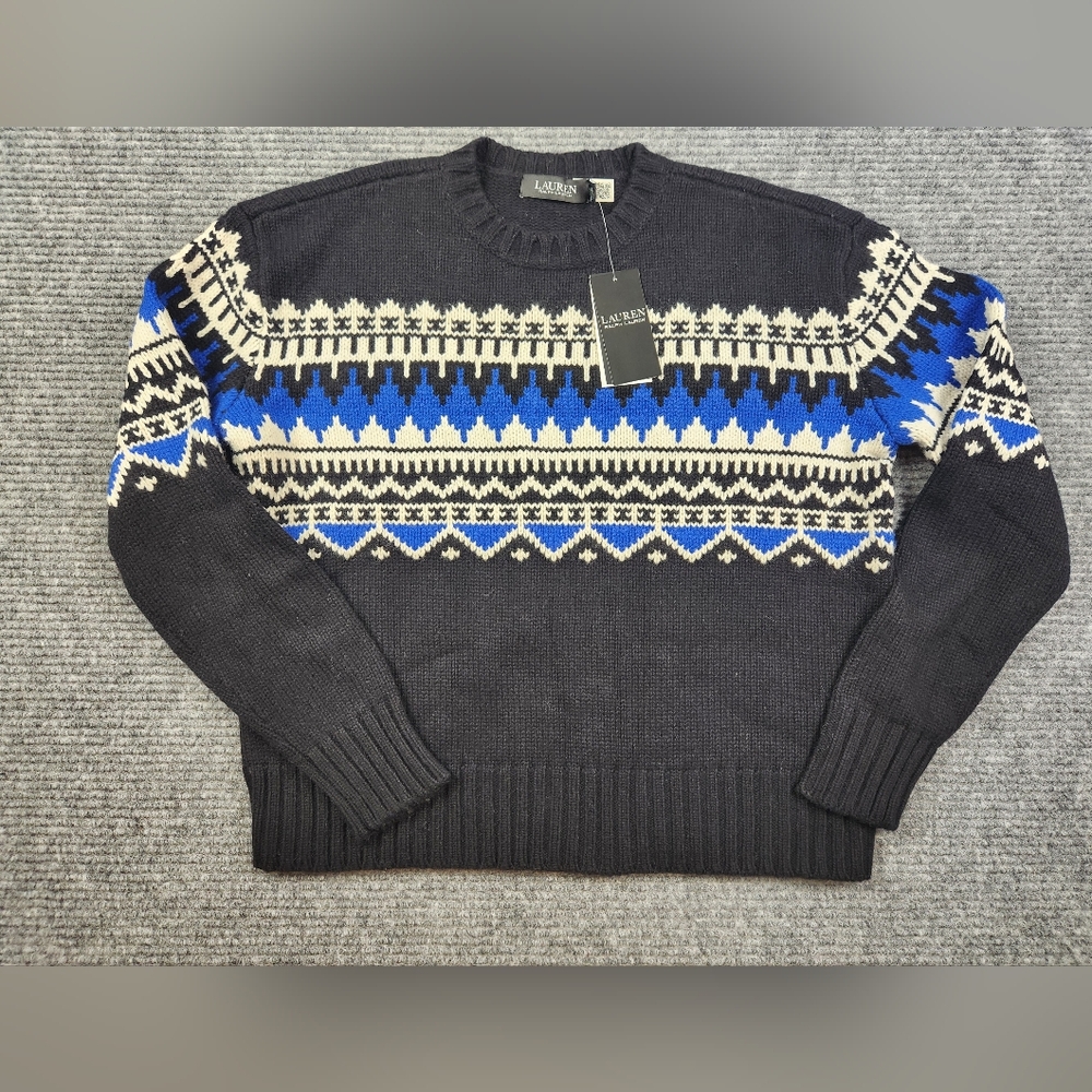 Lauren Ralph Lauren Black Label Wool Blended Holiday Fair Isle Sweater NWT $225